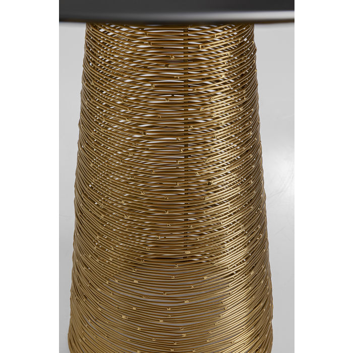 MESA LATERAL VIDRO PRETA BASE DOURADA 