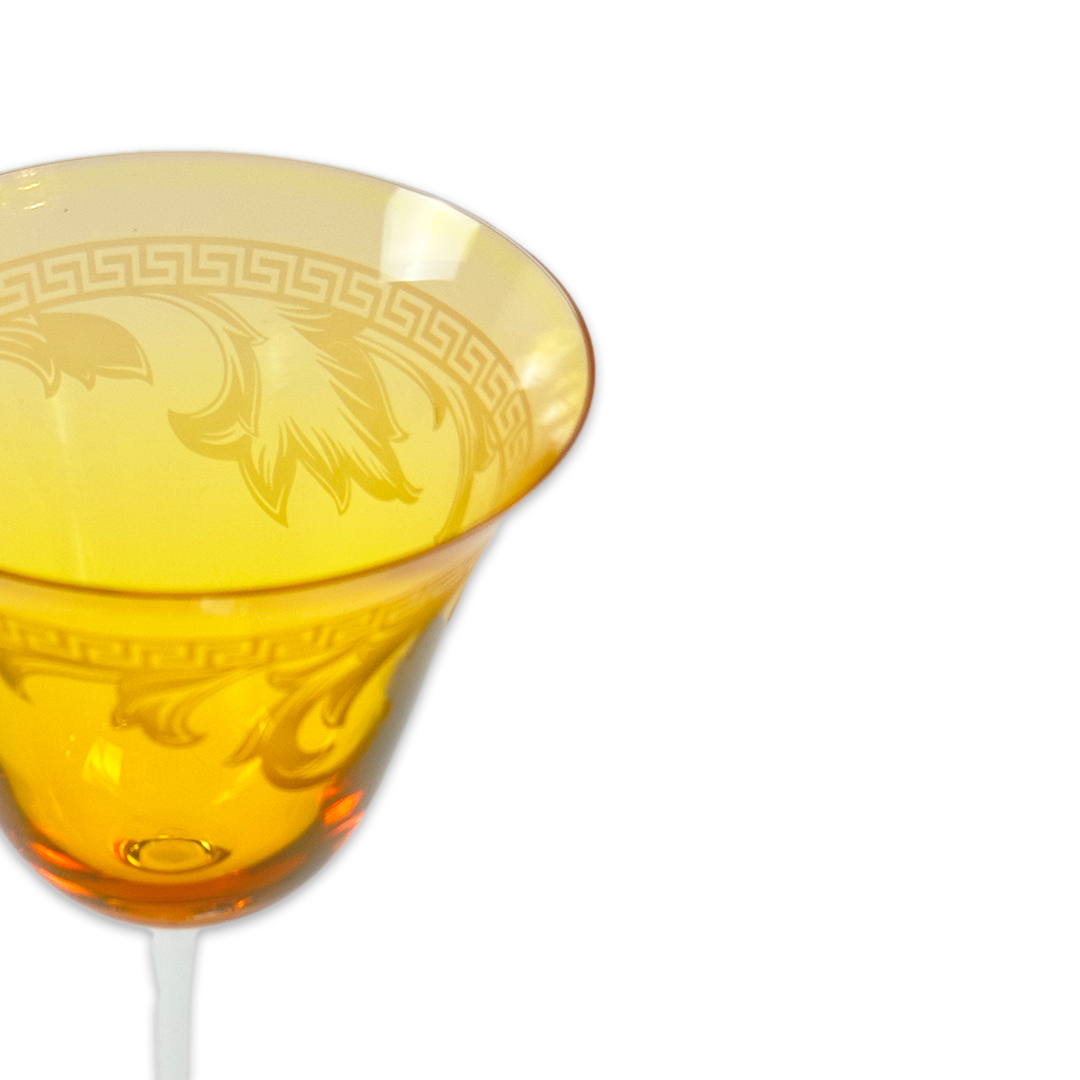 TACA VINHO BRANCO VERSACE ARABESQUE CRISTAL AMBAR UNITARIO