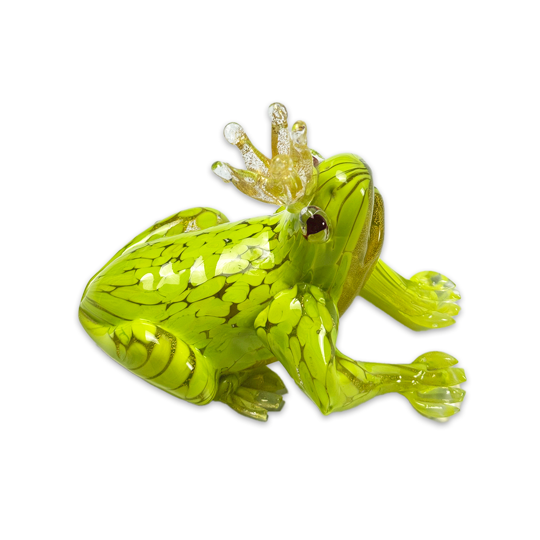 ESCULTURA SAPO PRINCIPE CRISTAL VERDE C/COROA FORMIA