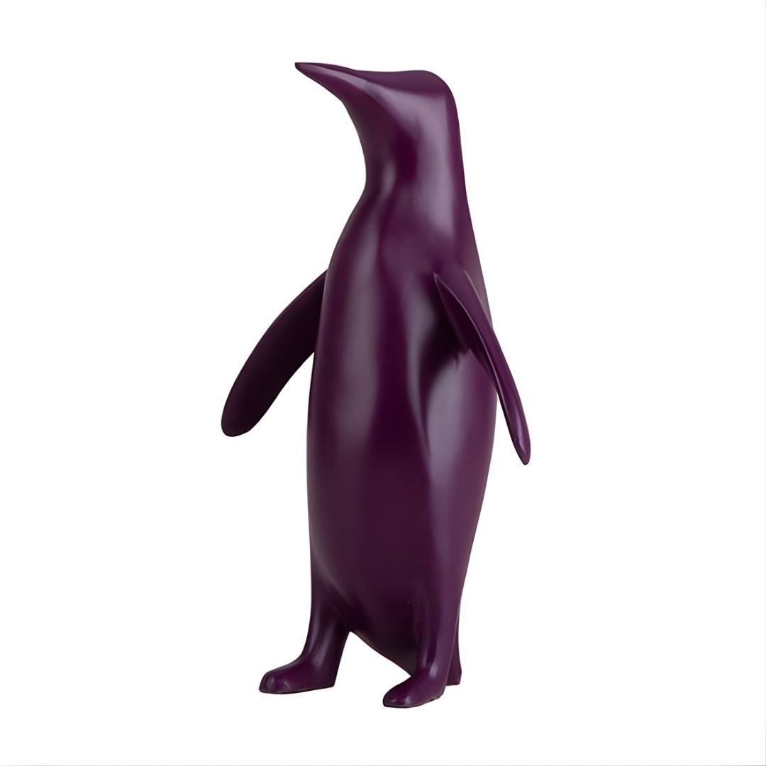 ESCULTURA PINGUIM RESINA ROXA MODALI DESIGN