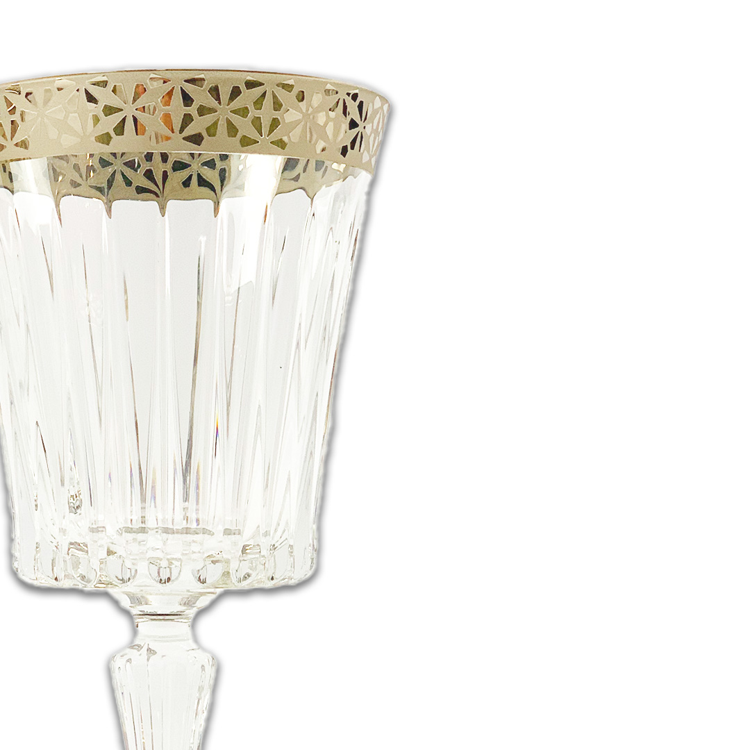 TACA AGUA/VINHO TIMELESS CRISTAL/PRATEADOA CASA K JOGO 12 PEÇAS