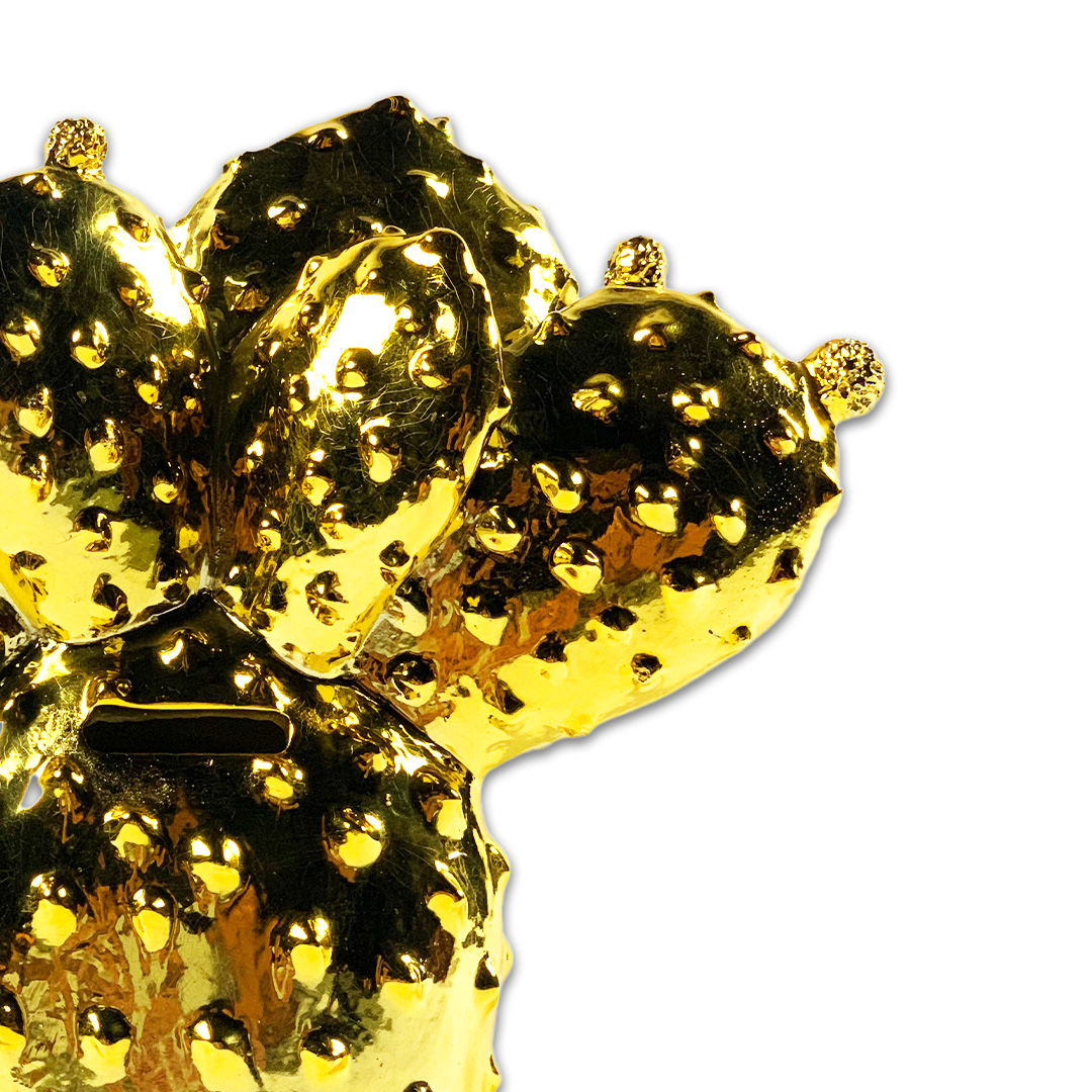 ESCULTURA COFRE CACTUS RESINA DOURADO KARE DESIGN