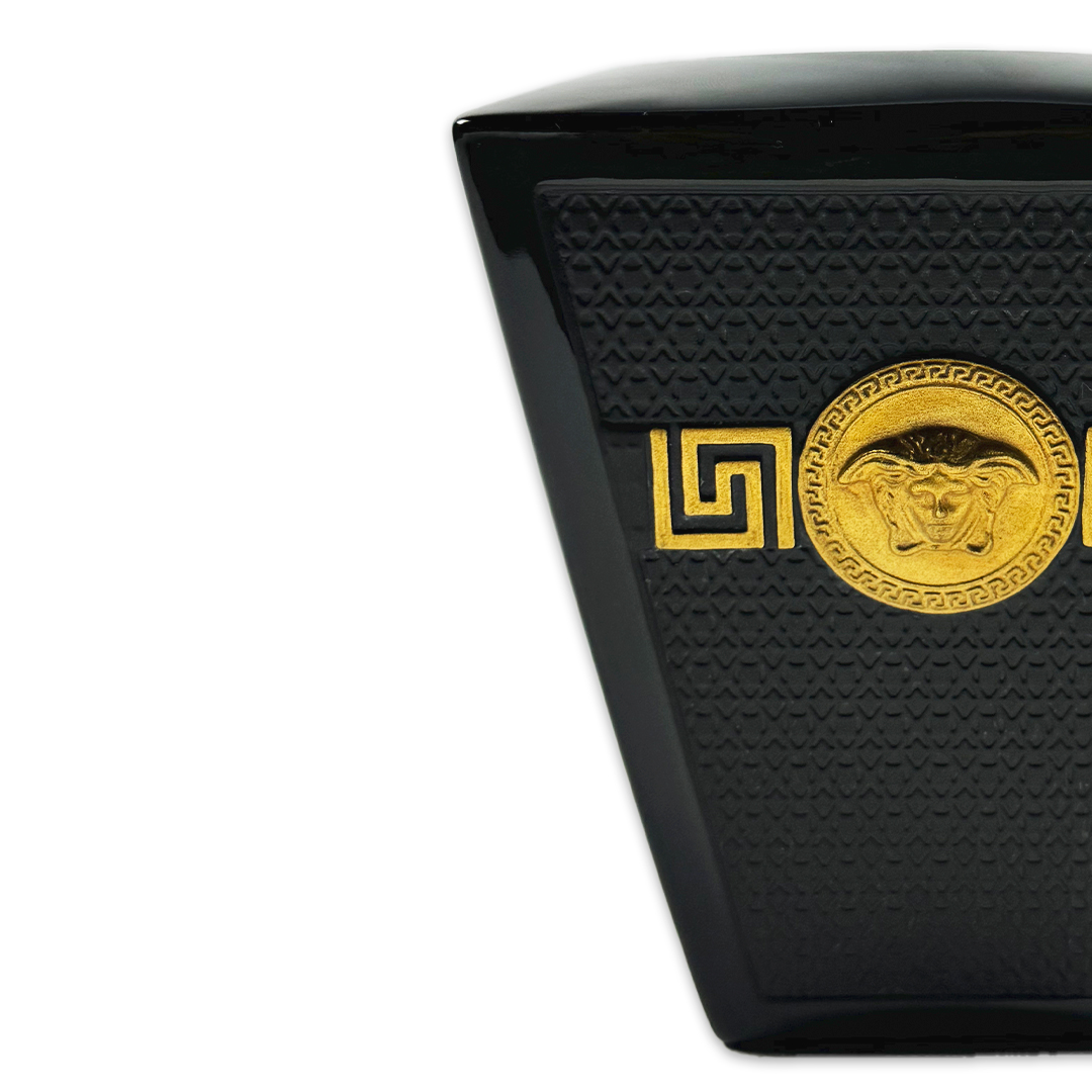 VASO VERSACE SIGNATURE PRETO/DOURADO PORCELANA