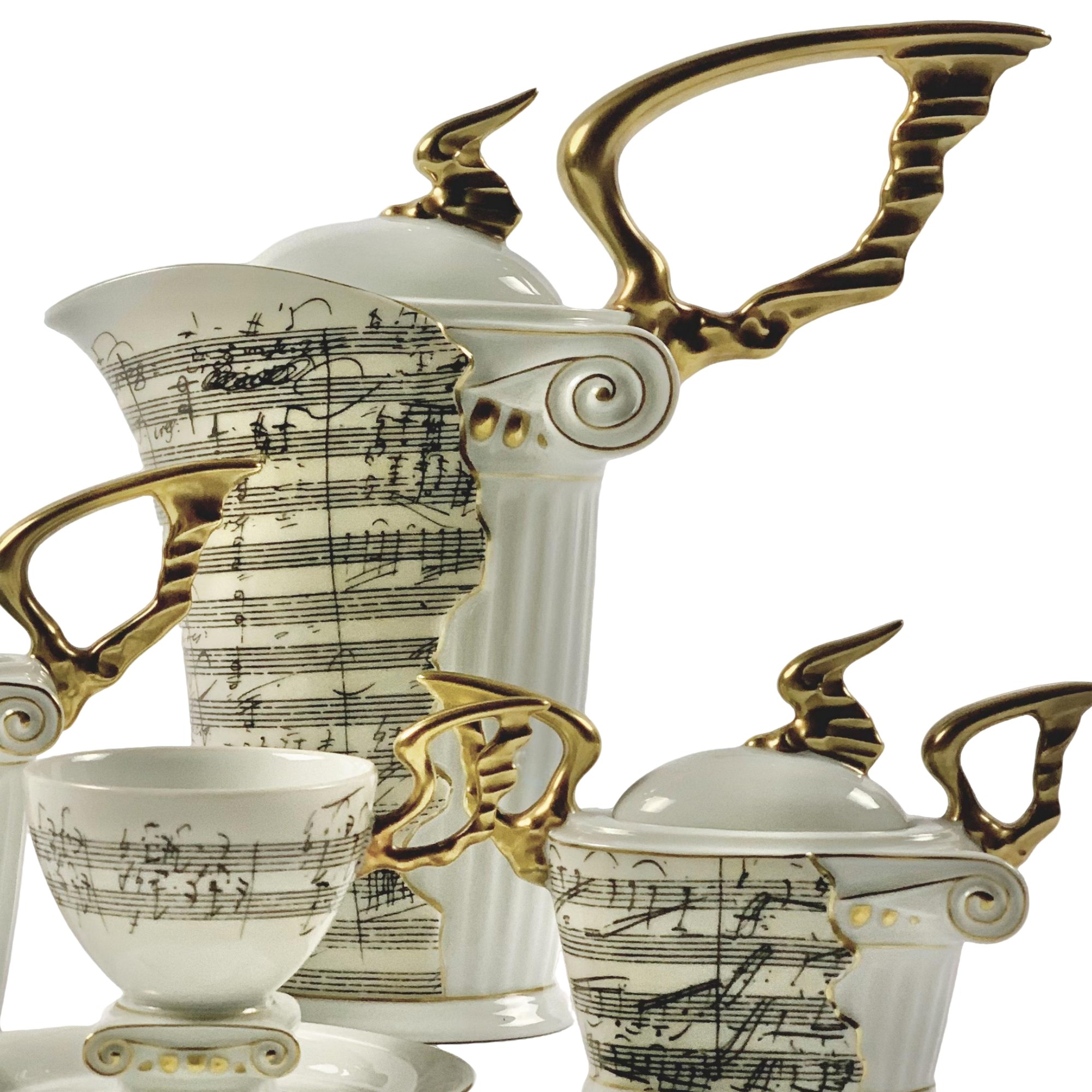 SERVICO CAFE BEETHOVEN PORCELANA NOTAS MUSICAIS THUN STUDIO JOGO 9 PEÇAS