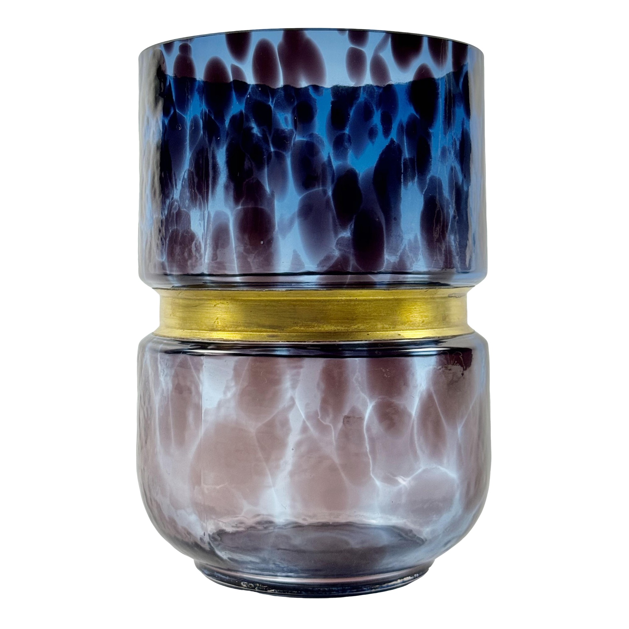 VASO CYRILLE VIDRO AZUL/MARROM C/DETALHE METAL DOURADO VAN ROON