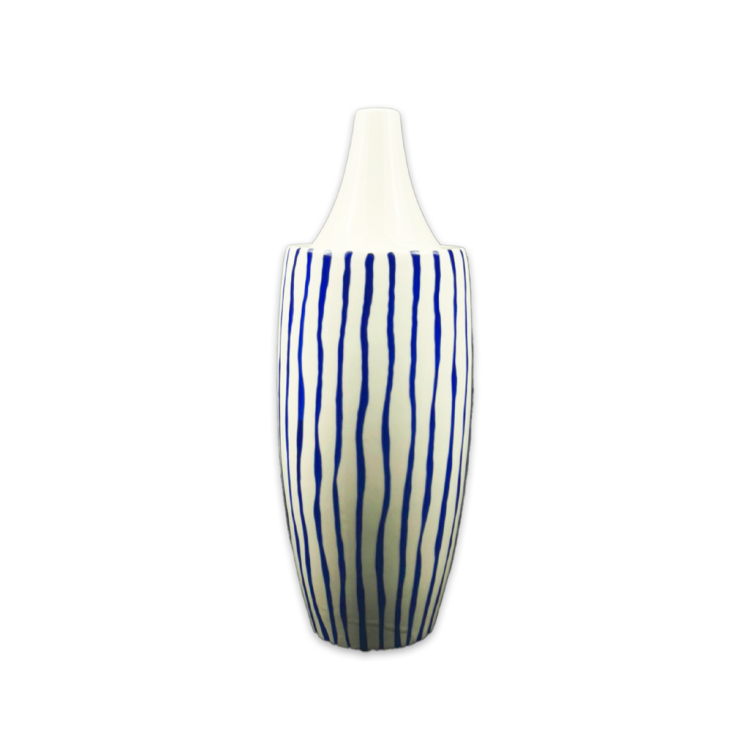 VASO LINE CERAMICA AZUL E BRANCO 