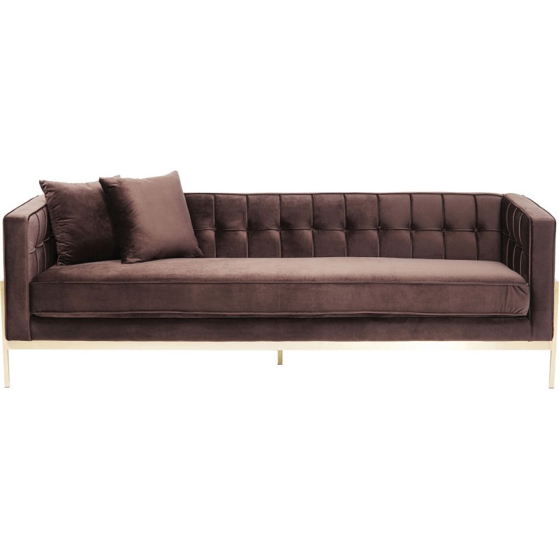 SOFA LOFT 3 LUGARES VELUDO CASTANHO CHOCOLATE 