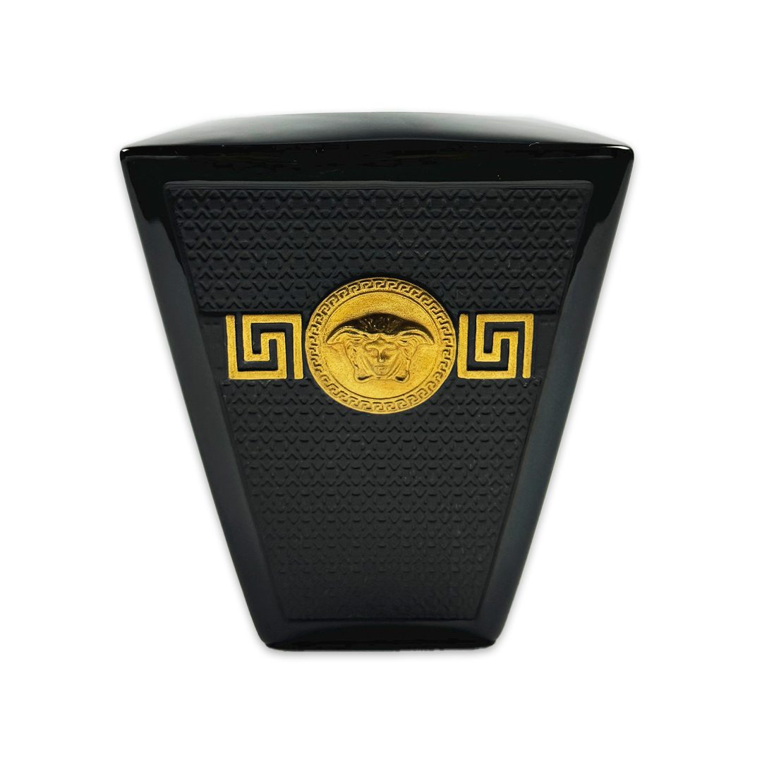 VASO VERSACE SIGNATURE PRETO/DOURADO PORCELANA