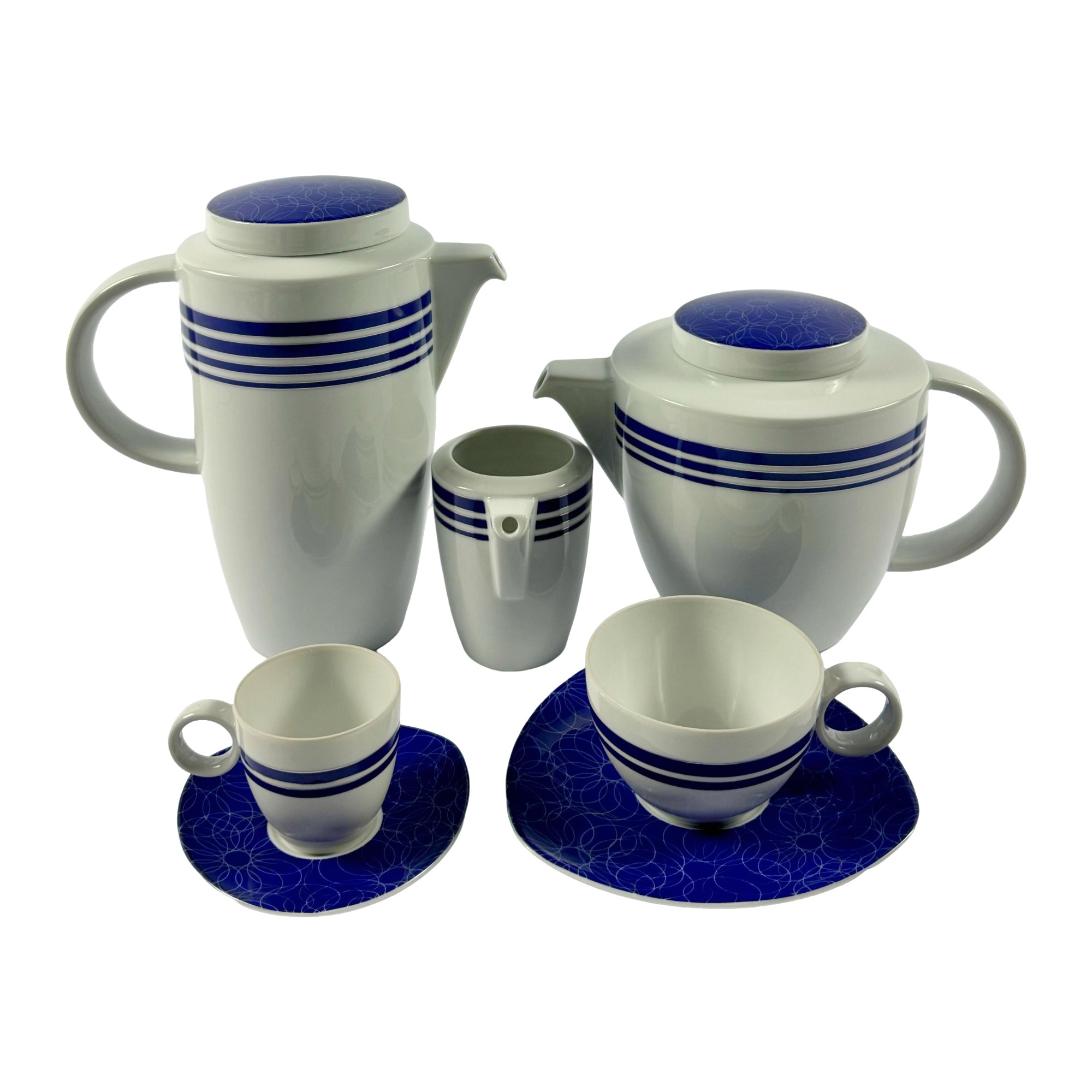 JOGO CHA E CAFE CIRCLE BLUE PORCELANA ROSENTHAL JOGO 15 PEÇAS