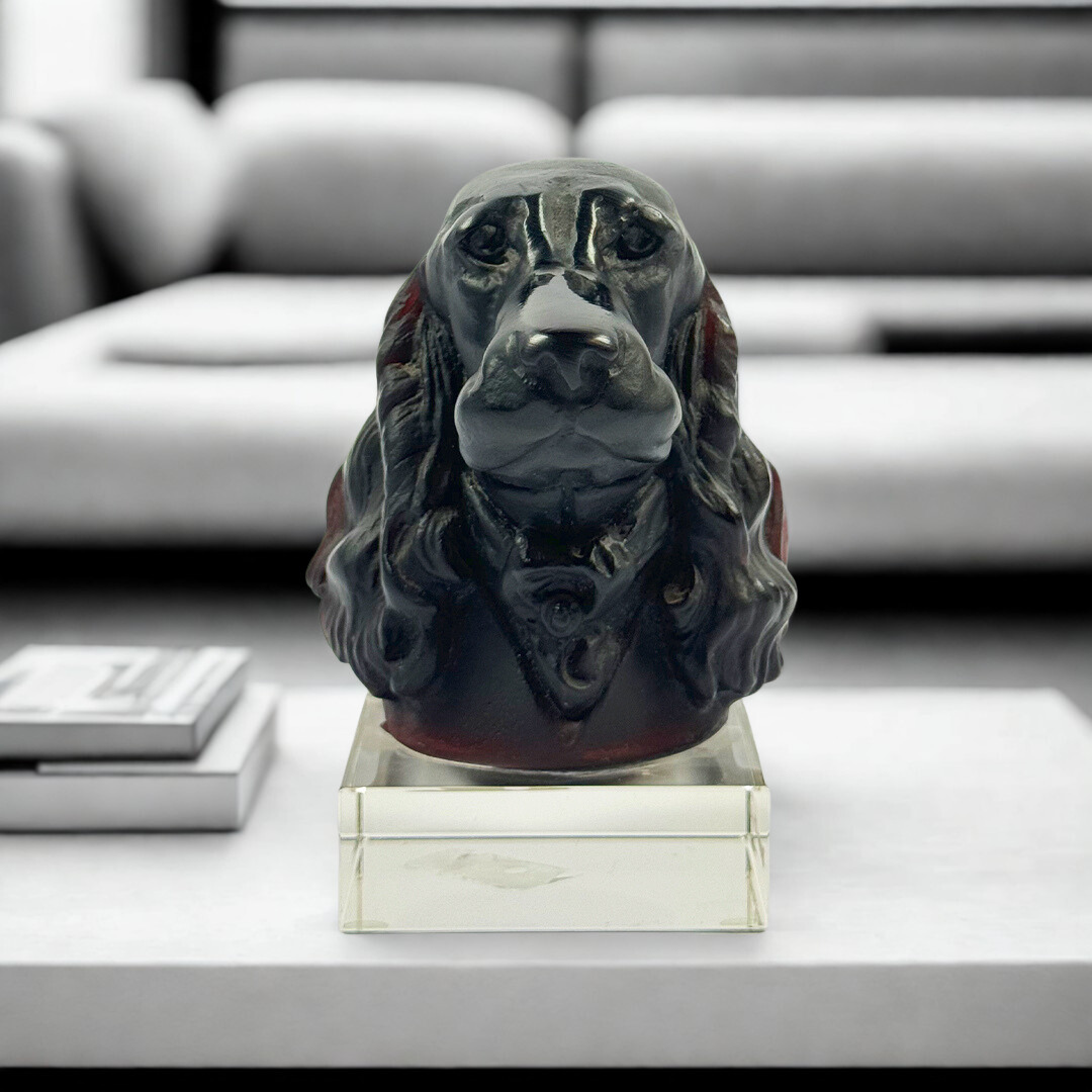 ESCULTURA CACHORRO EDWARD JUNIOR CRISTAL PRETO DAUM