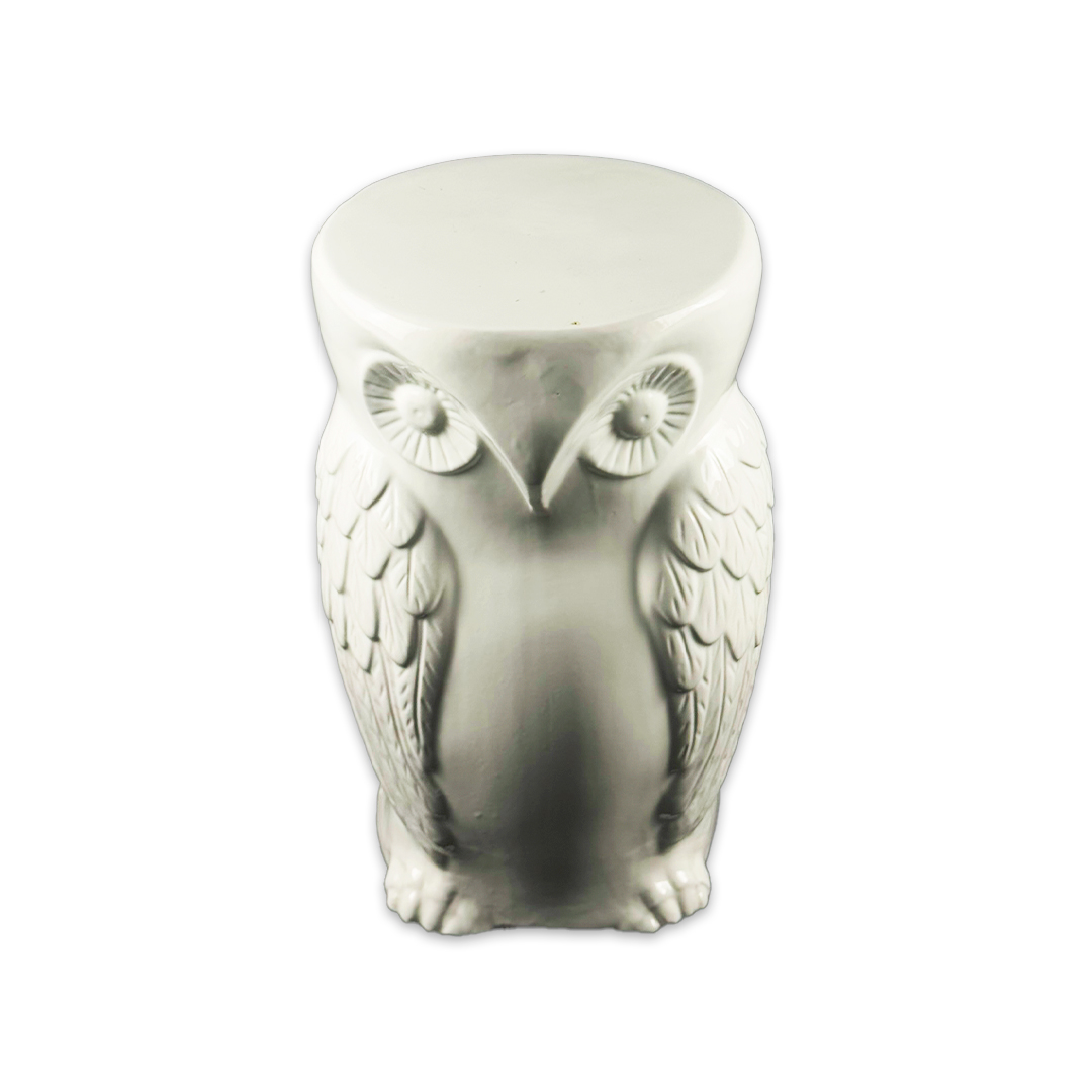 PUFF CORUJA CERAMICA BRANCO