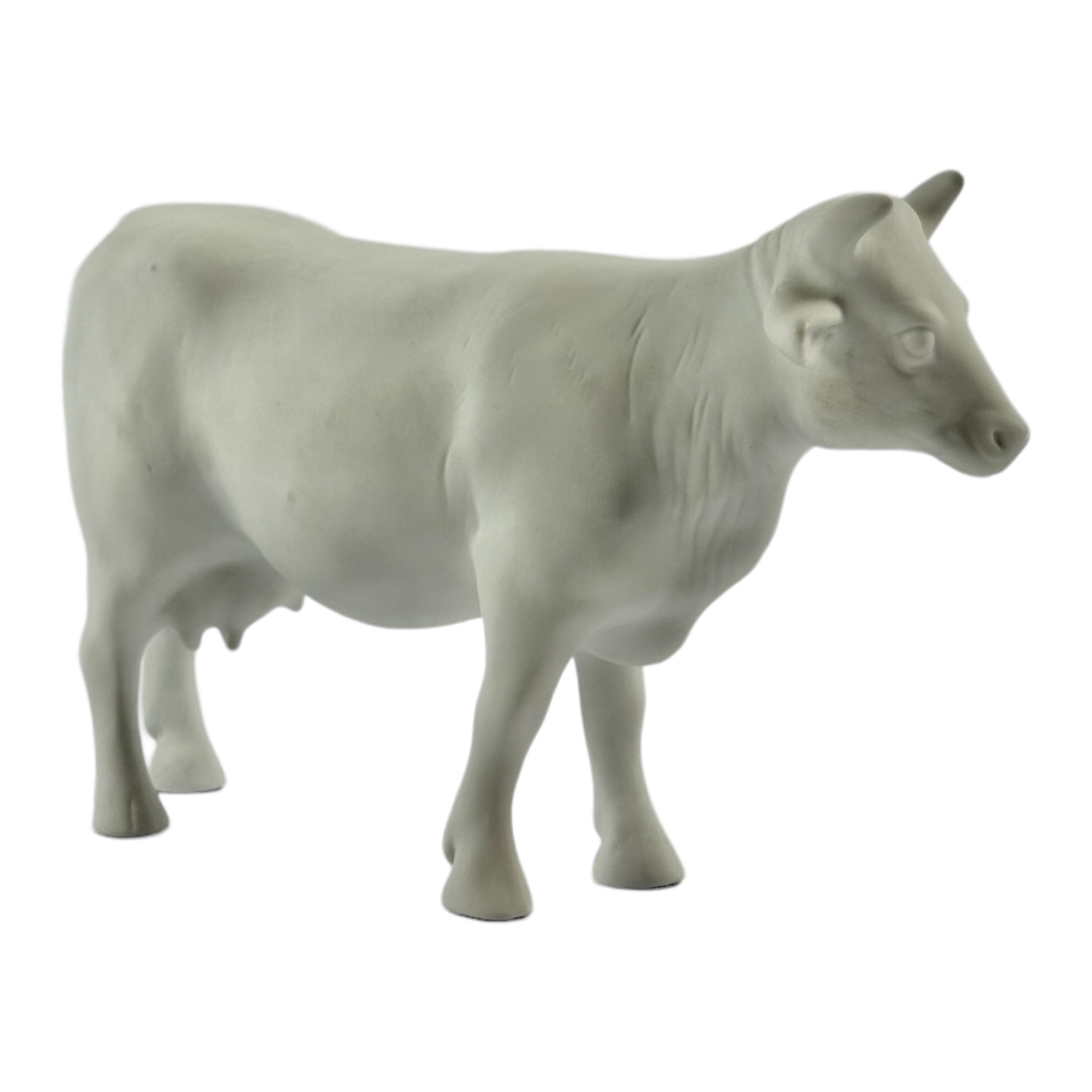 ESCULTURA VACA EM PE CERAMICA BRANCA REICHENBACH