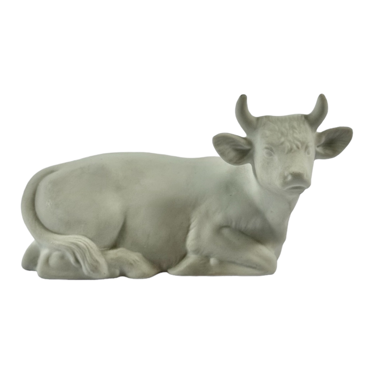 ESCULTURA VACA DEITADA CERAMICA BRANCA REICHENBACH