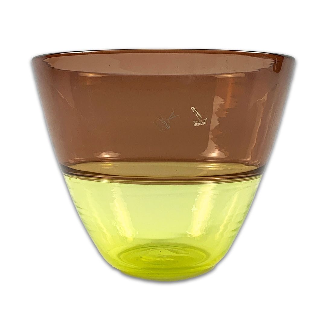 VASO INCALMI CRISTAL AMARELO/MARROM FORMIA