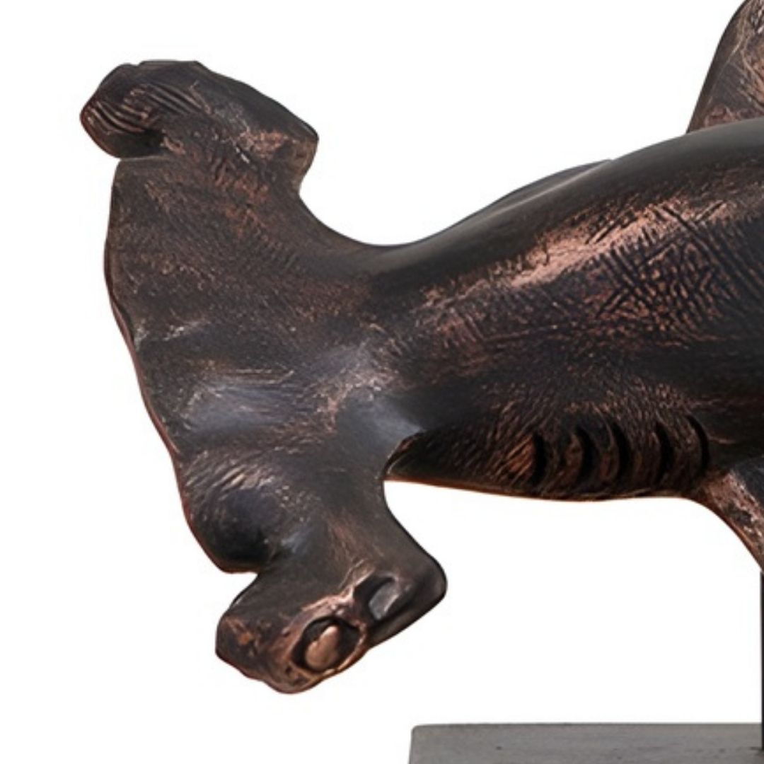 ESCULTURA TUBARAO MARTELO GRANDE P/MESA RESINA COBRE MODALI DESIGN