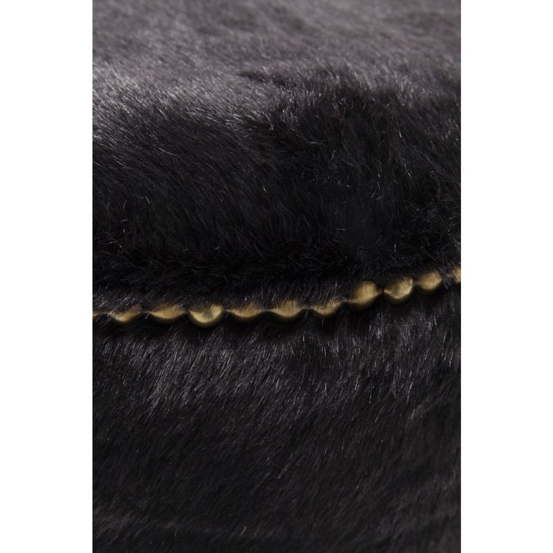 PUFF PRETO PELUDO COM BASE DOURADA 