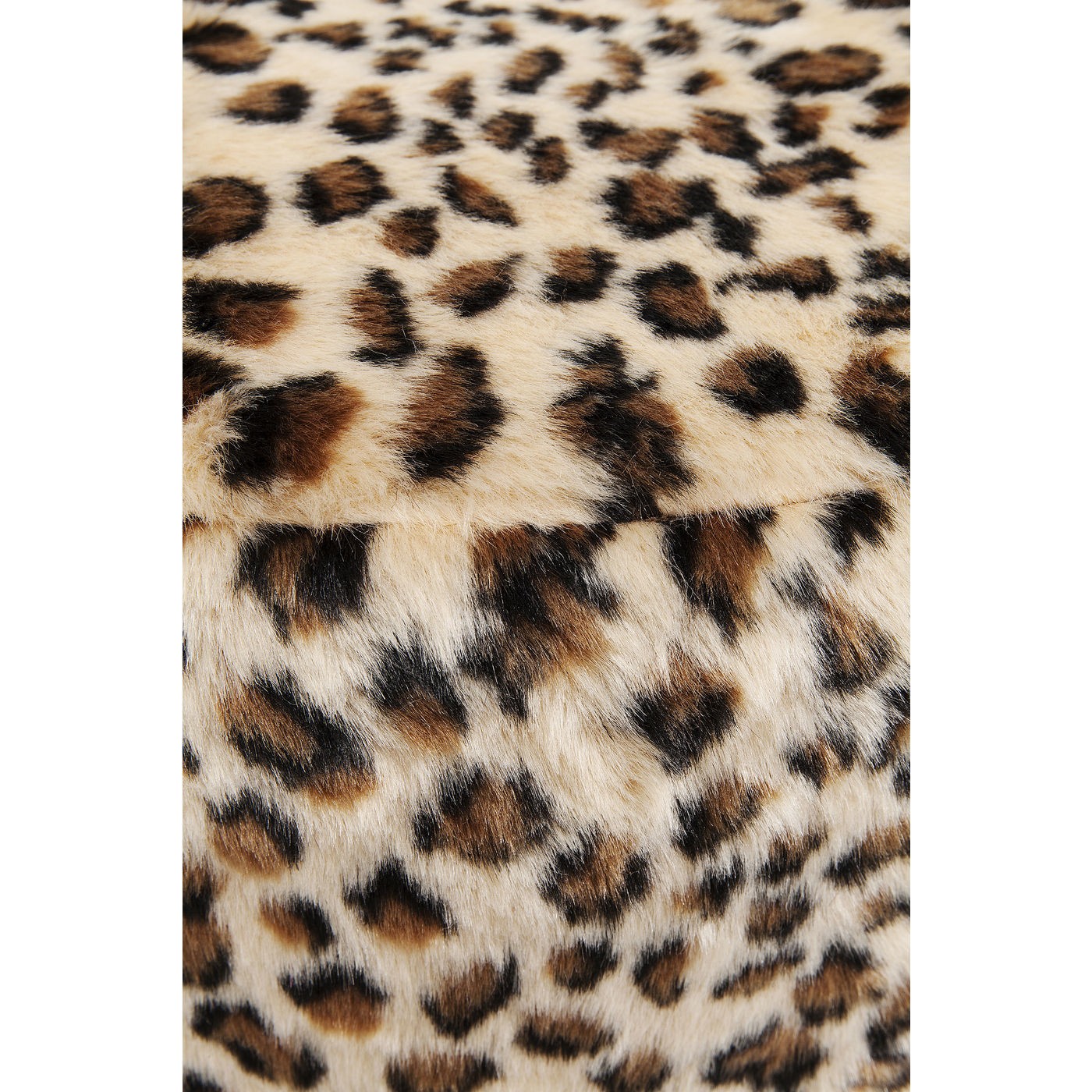 PUFF LEOPARDO PELUDO BASE DOURADA 