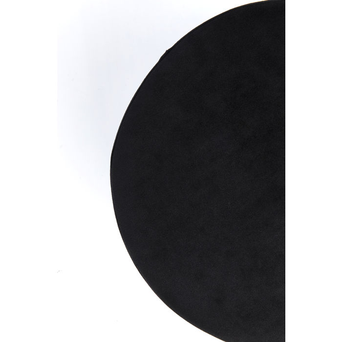 PUFF PRETO TECIDO SUEDE C/ BASE PRATEADA 