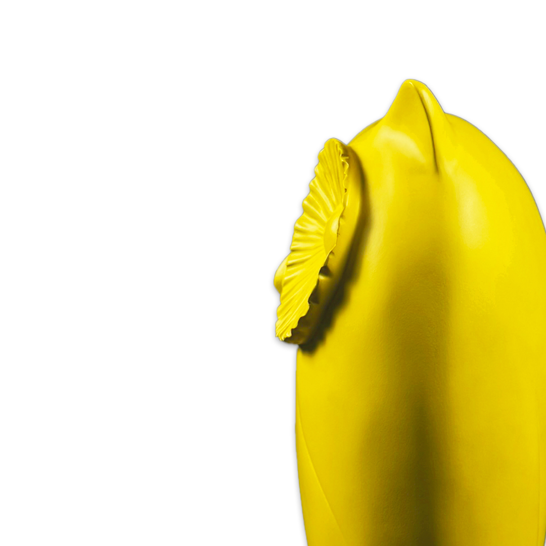 ESCULTURA CORUJA RESINA AMARELO MODALI DESIGN