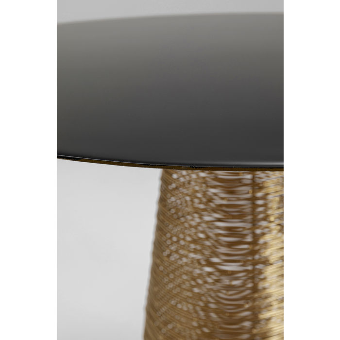 MESA LATERAL VIDRO PRETA BASE DOURADA 