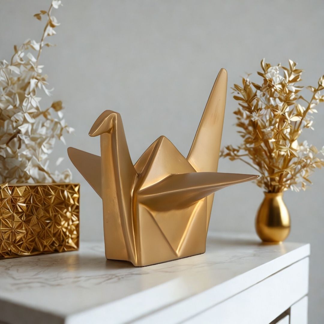 ESCULTURA PASSARO ORIGAME RESINA LATAO MODALI DESIGN