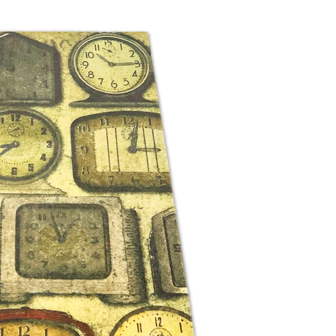 CAIXA RETANGULAR MADEIRA C/ESTAMPA RELOGIO FANCY PAR