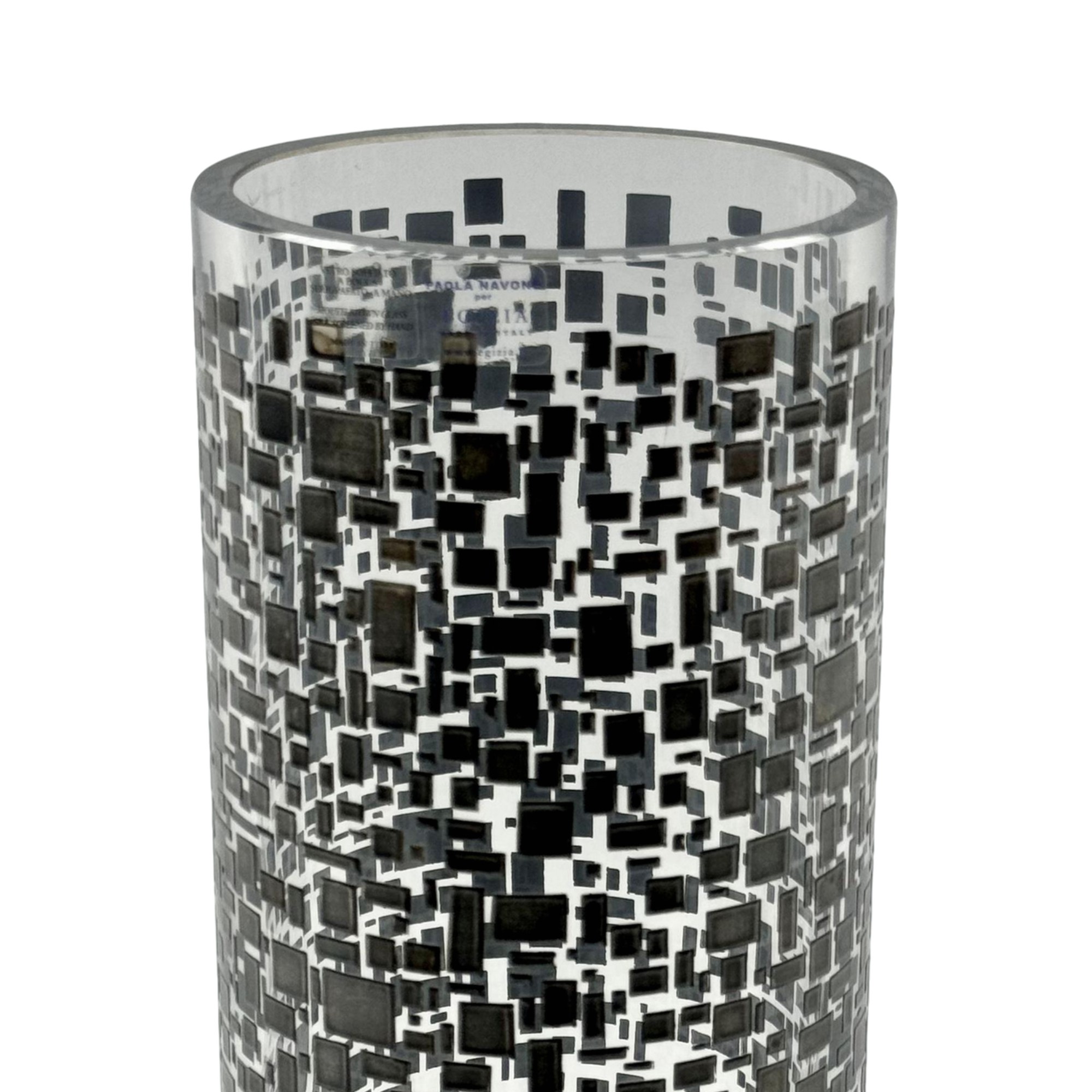 VASO QUADROTTO CRISTAL C/PRATA EGIZIA