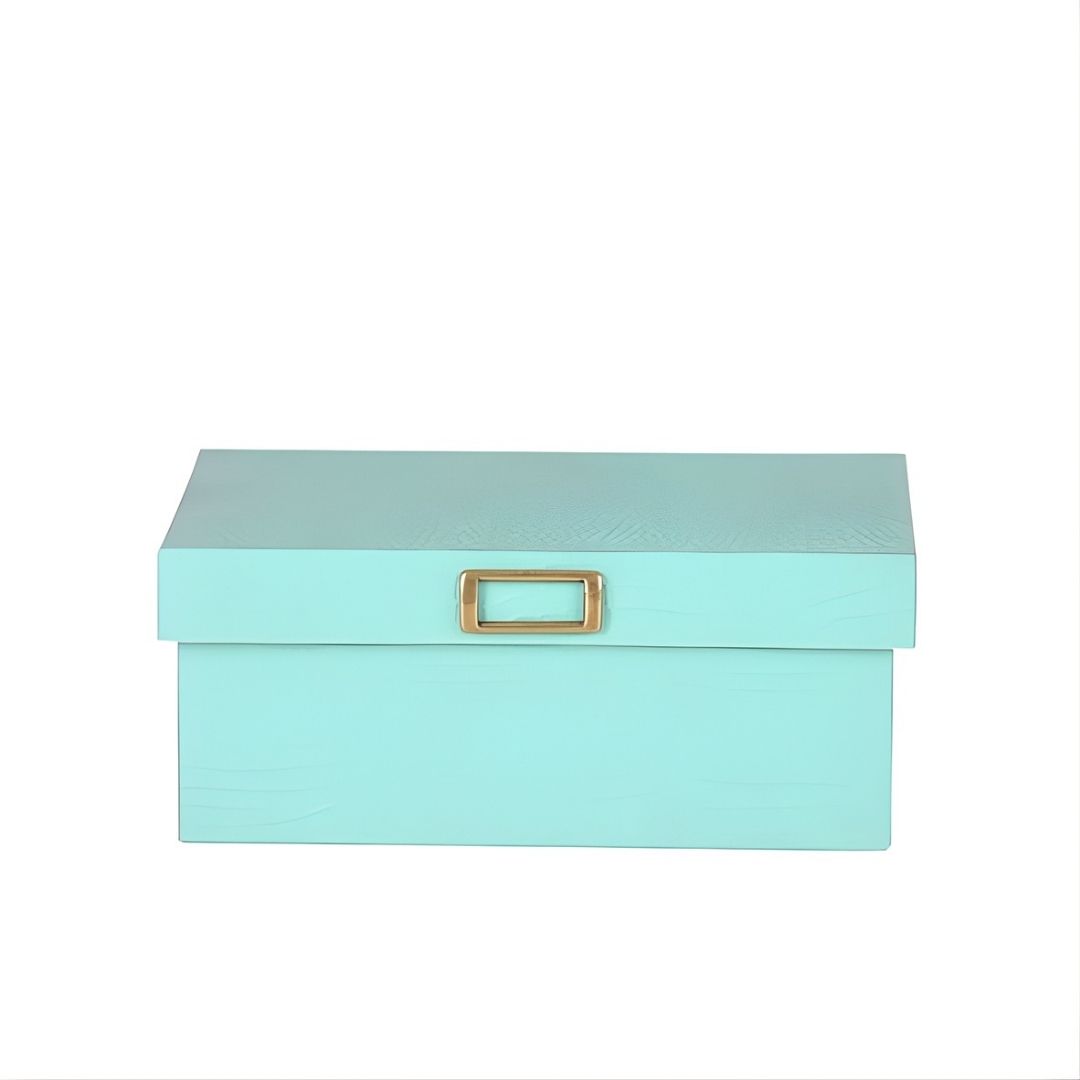 CAIXA RETANGULAR GRANDE GLAMOUR TURQUESA MADEIRA MODALI DESIGN