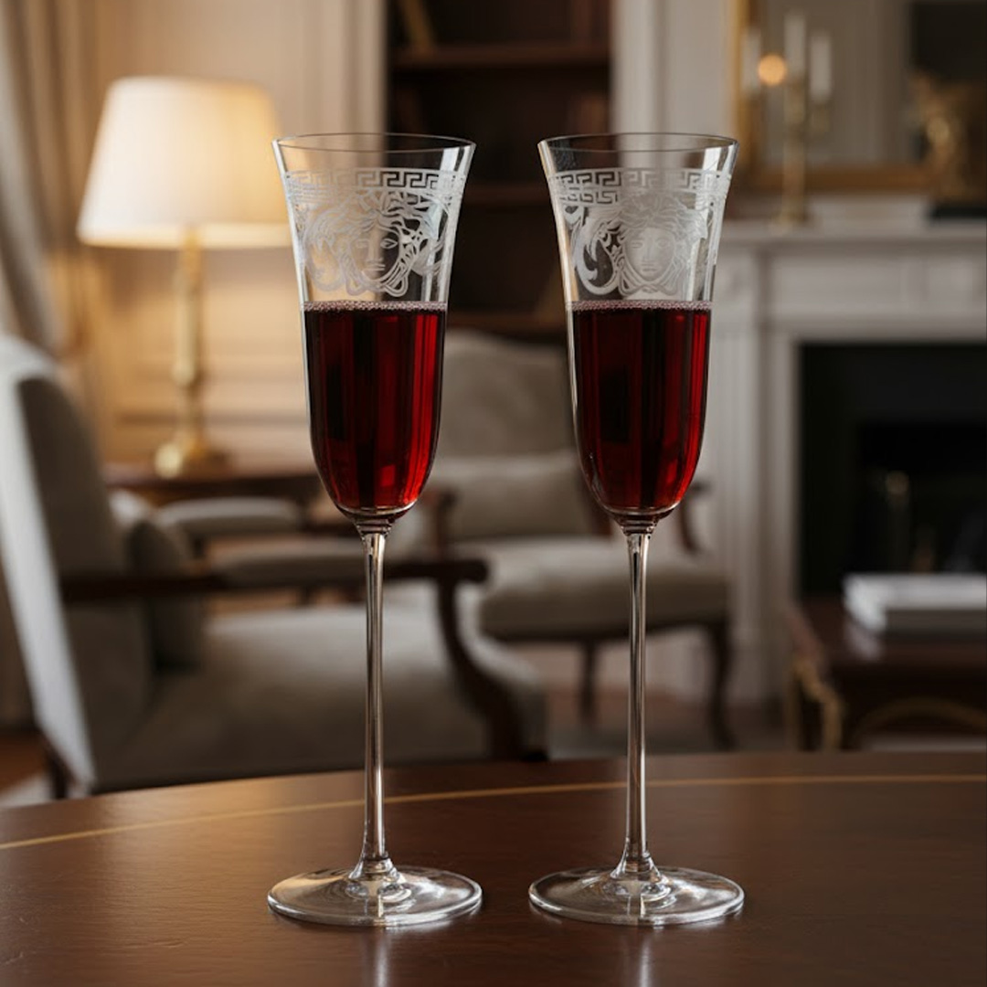 TACA VINHO TINTO VERSACE ARABESQUE CRISTAL TRANSPARENTE UNITARIO