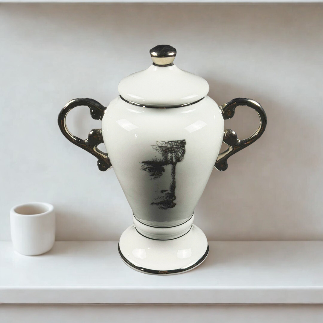 POTICHE CERAMICA PRATEADO