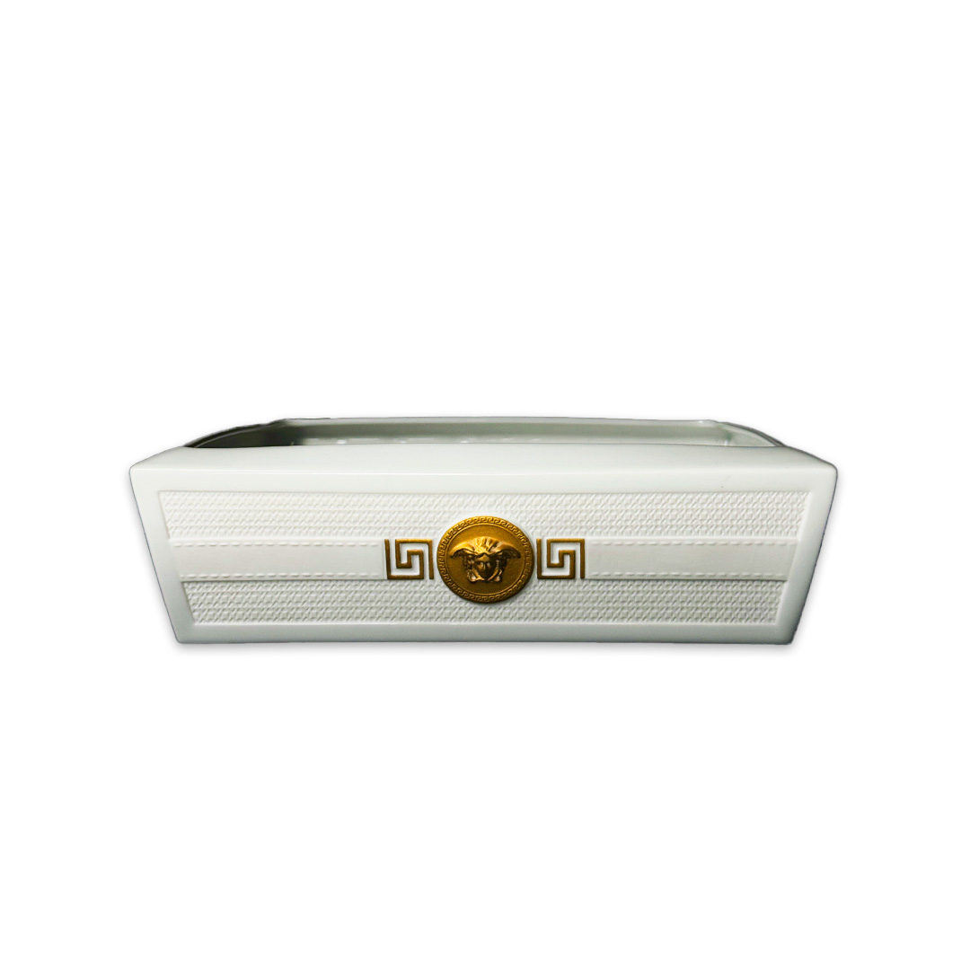 CENTRO MESA VERSACE SIGNATURE BRANCO/GOLD PORCELANA