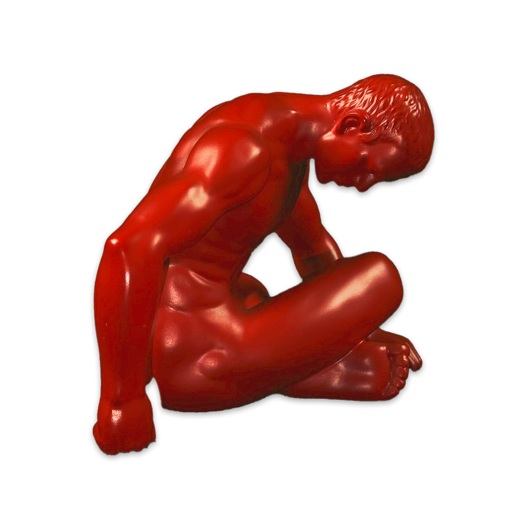 ESCULTURA MAN YOGA RESINA VERMELHO MODALI DESIGN