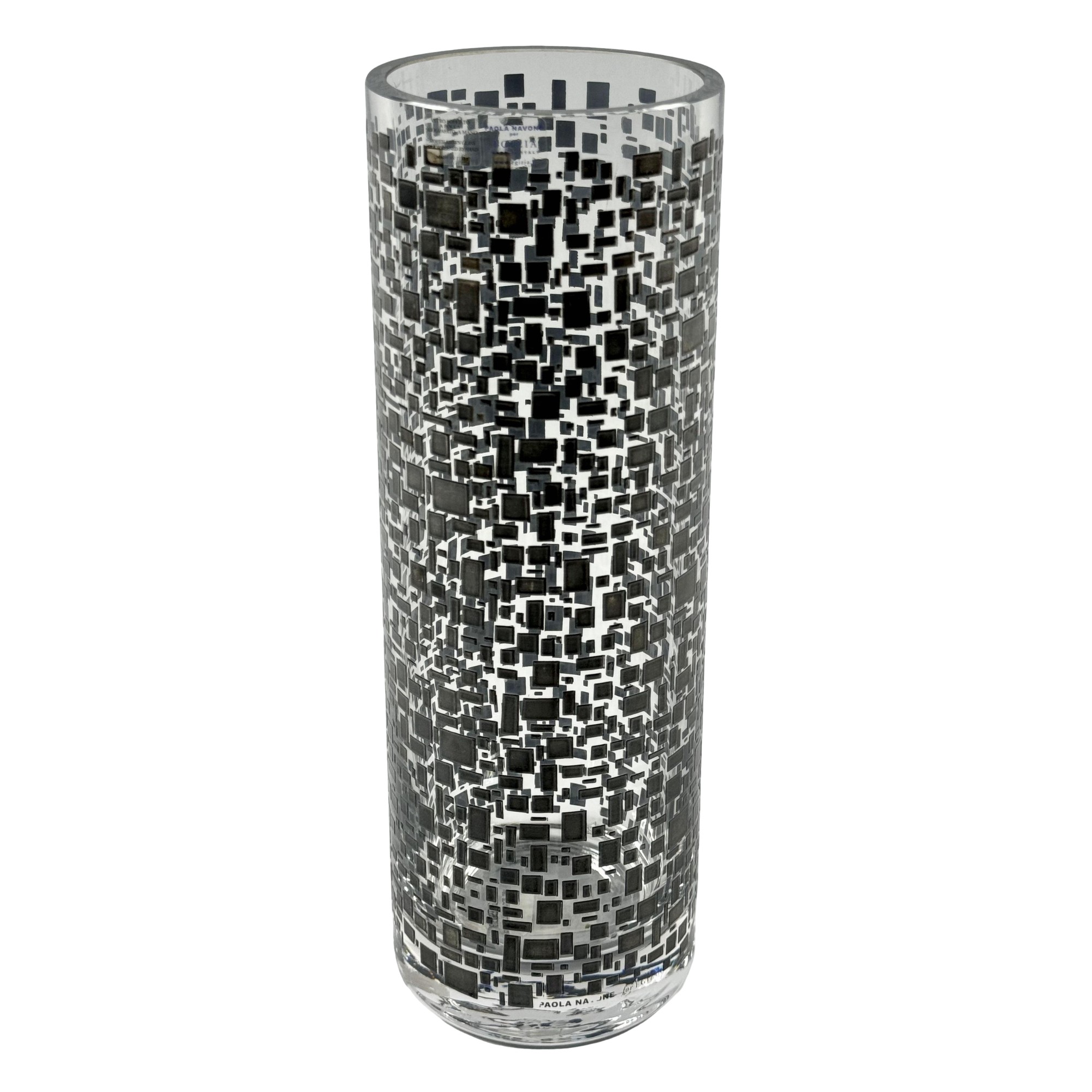 VASO QUADROTTO CRISTAL C/PRATA EGIZIA