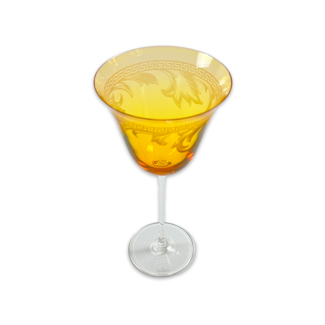 TACA VINHO BRANCO VERSACE ARABESQUE CRISTAL AMBAR UNITARIO