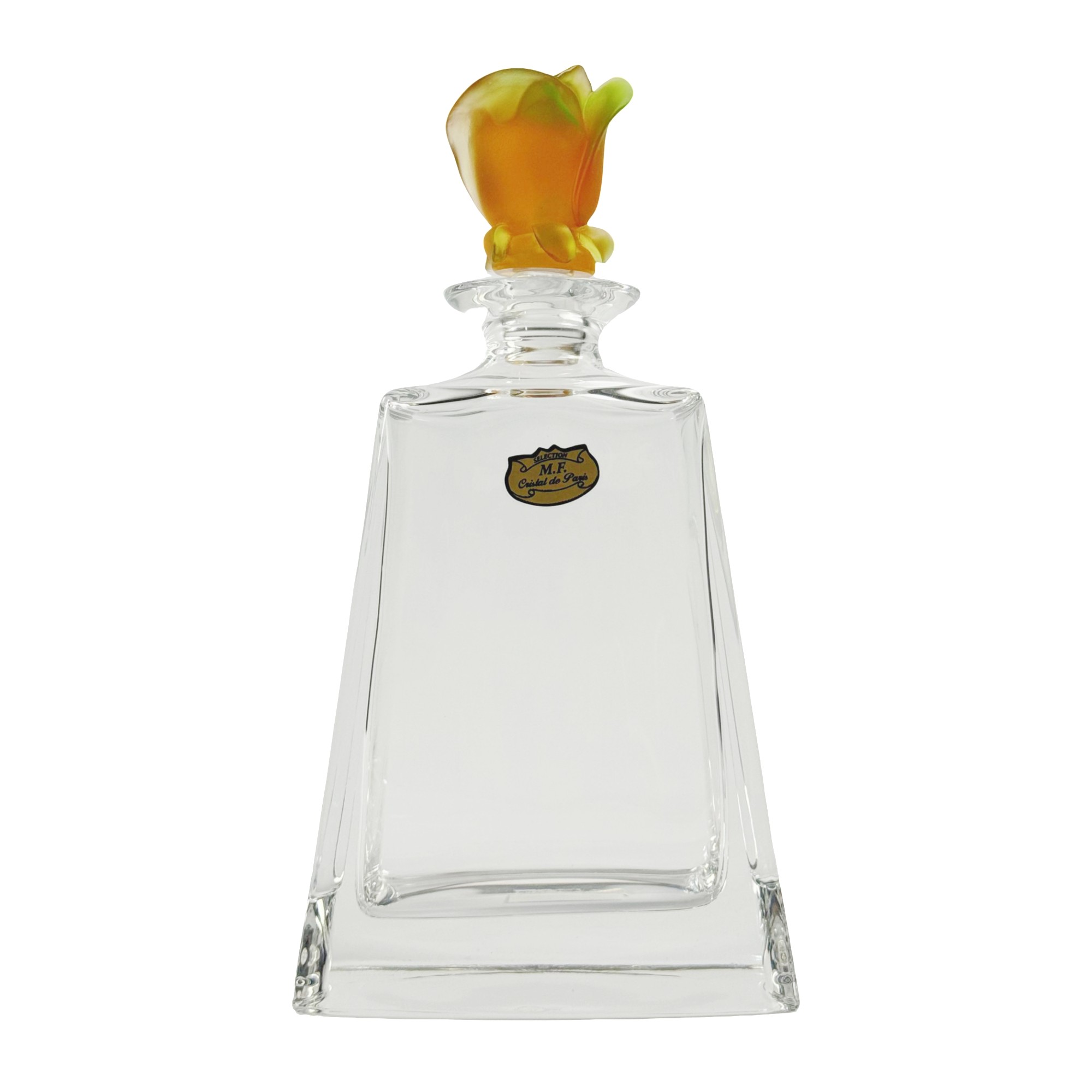 GARRAFA FLAT CRISTAL TRANSPARENTE C/TAMPA ROSA AMBAR