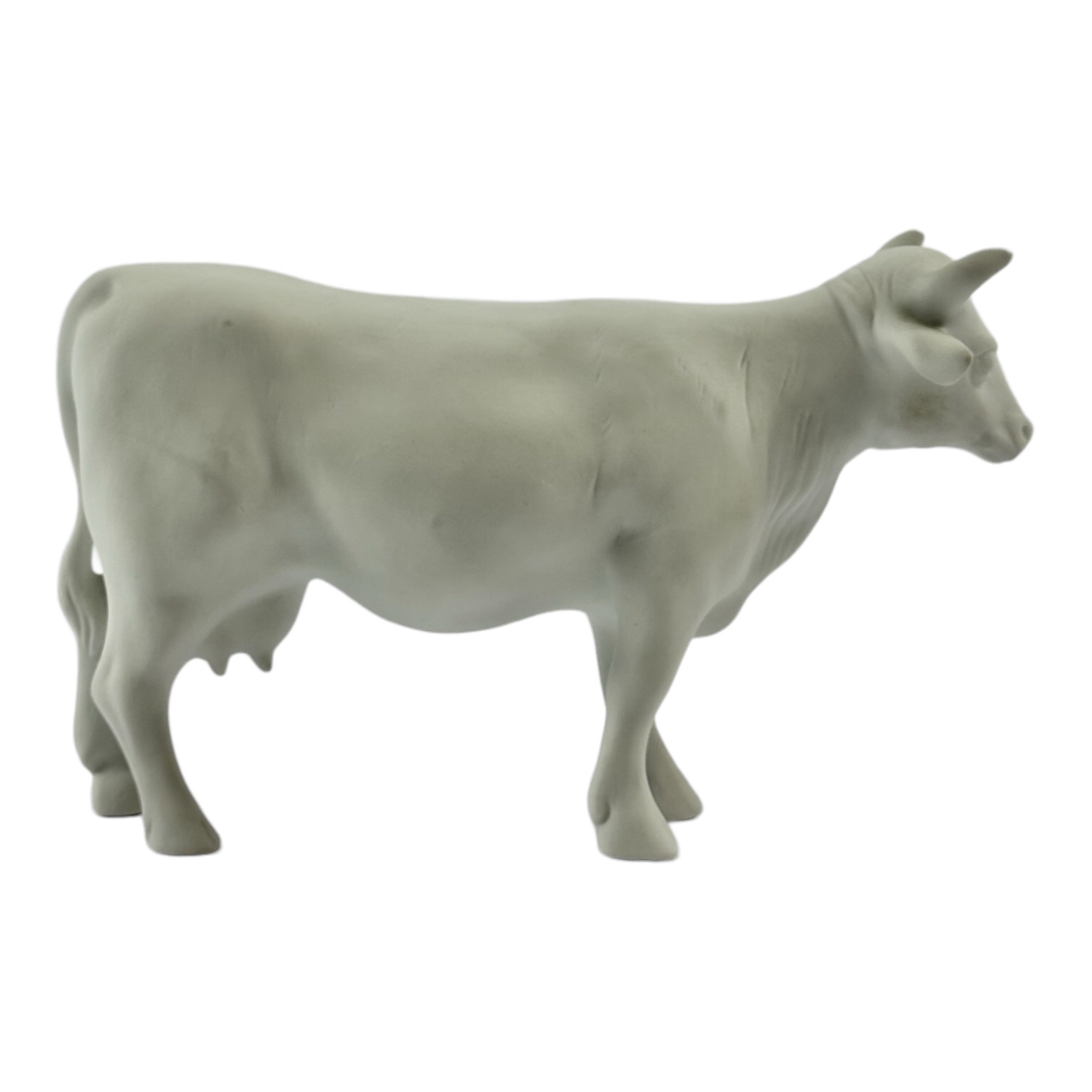 ESCULTURA VACA EM PE CERAMICA BRANCA REICHENBACH
