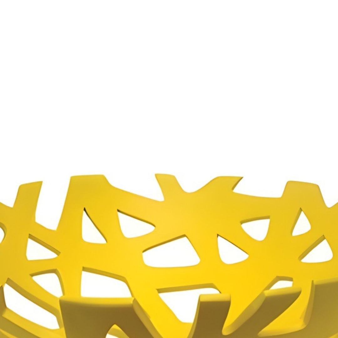 CENTRO MESA RECORTADO VAZADO RESINA  AMARELO MODALI DESIGN