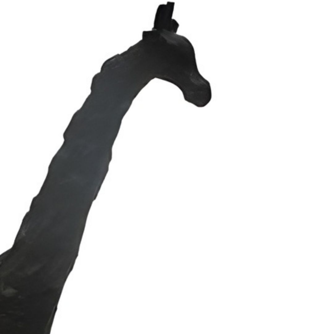 ESCULTURA GIRAFA ABSTRATA GRANDE RESINA PRETO MODALI DESIGN