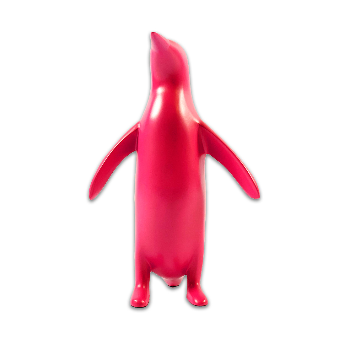 ESCULTURA MINI PINGUIM RESINA ROSA MODALI DESIGN