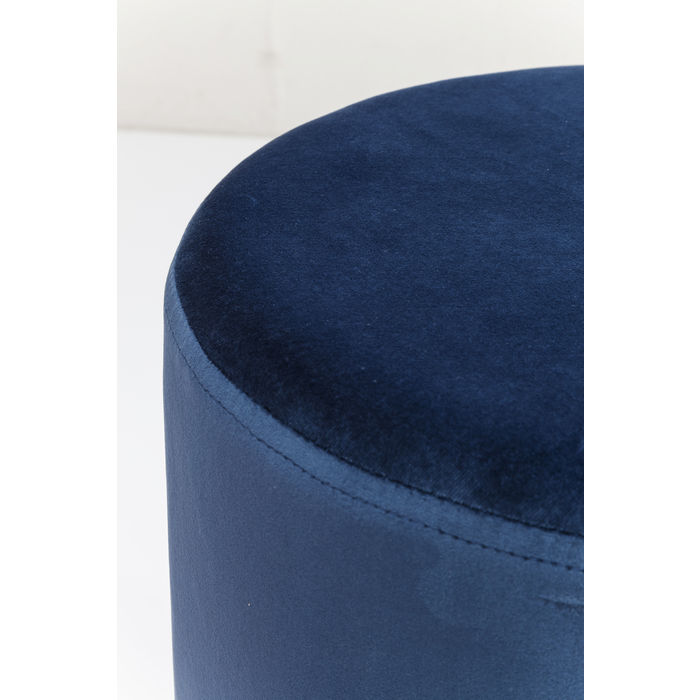 PUFF AZUL TECIDO SUEDE BASE DOURADA 