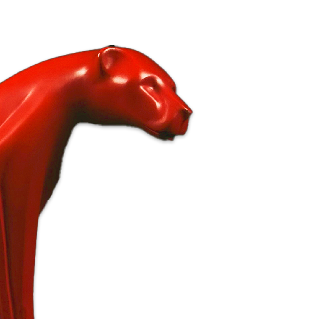 ESCULTURA NEW LEOPARDO RESINA VERMELHO MODALI DESIGN