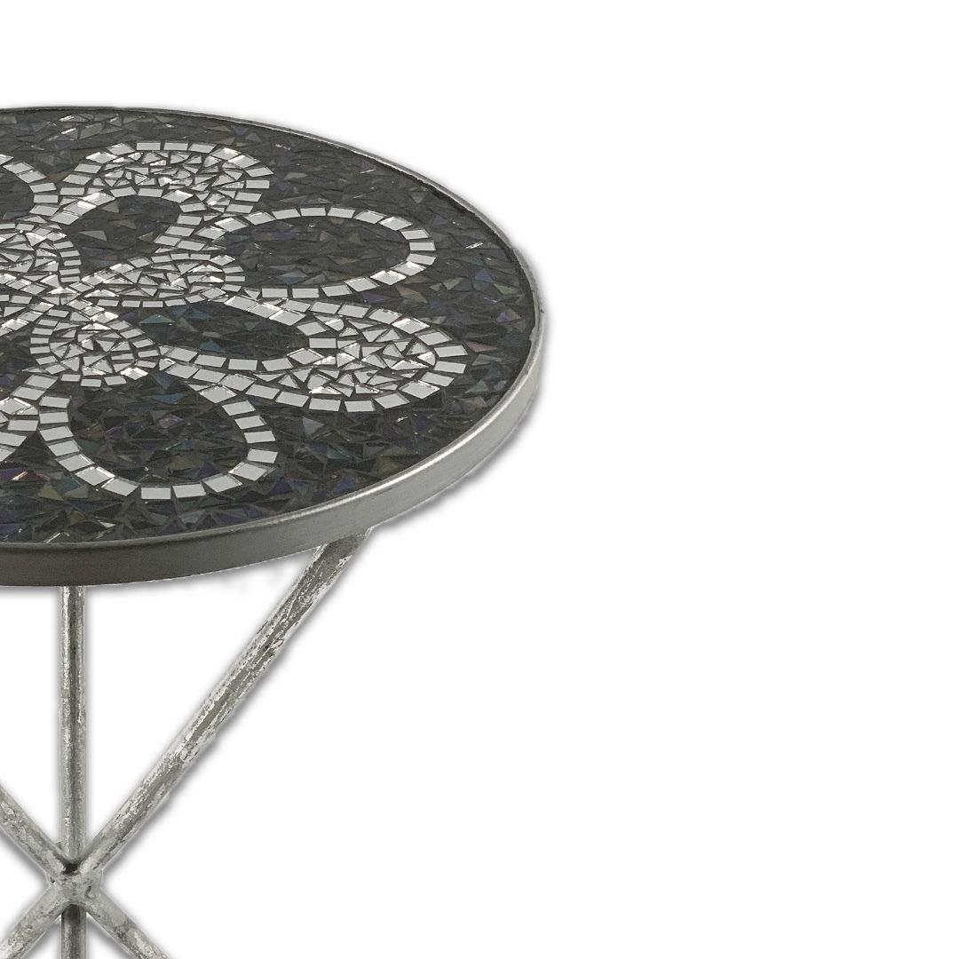 MESA LATERAL MOSAICO FERRO/VIDRO 