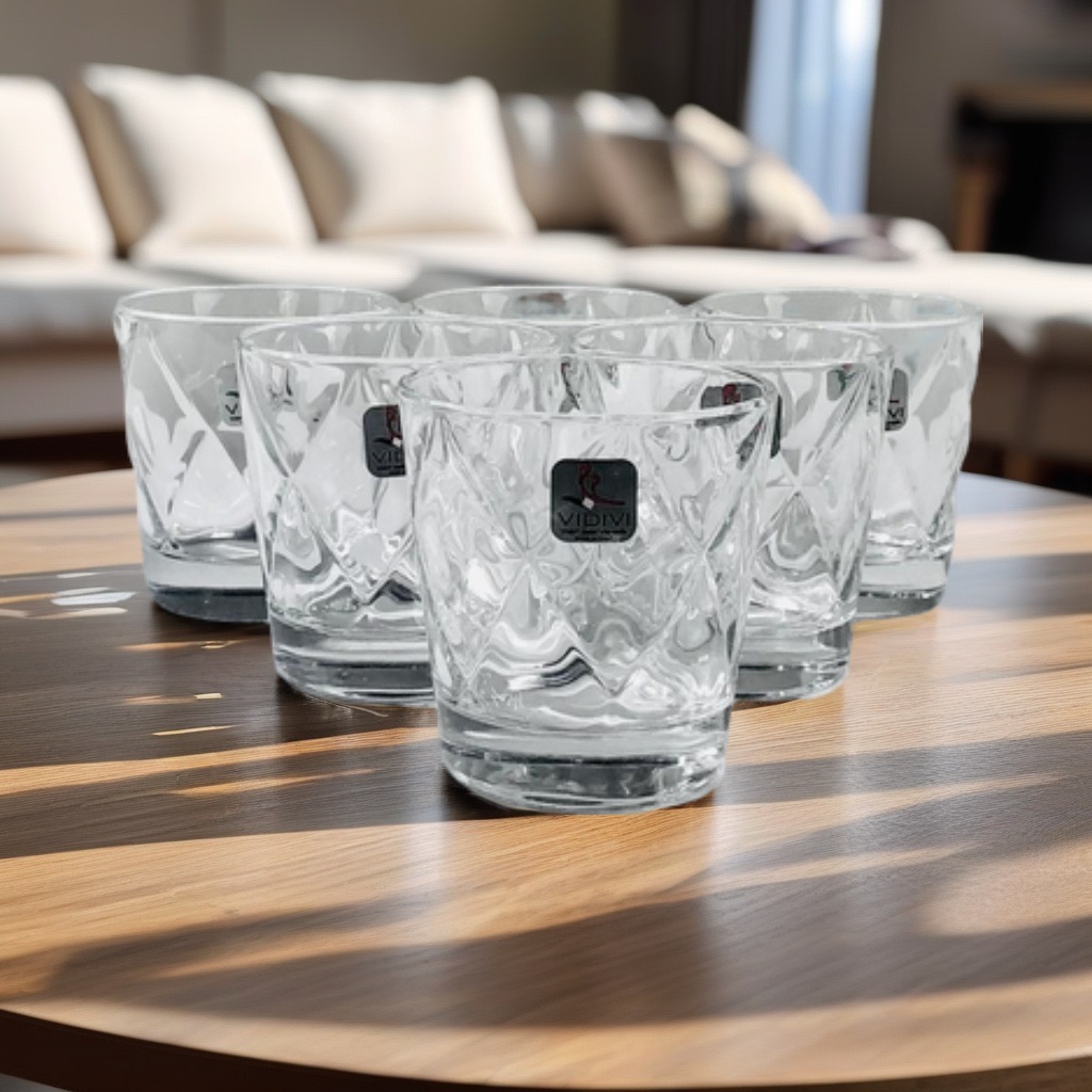 COPO BAIXO CONCERTO VIDRO TRANSPARENTE VIDIVI VETRI (KD&D) JOGO 6 PEÇAS