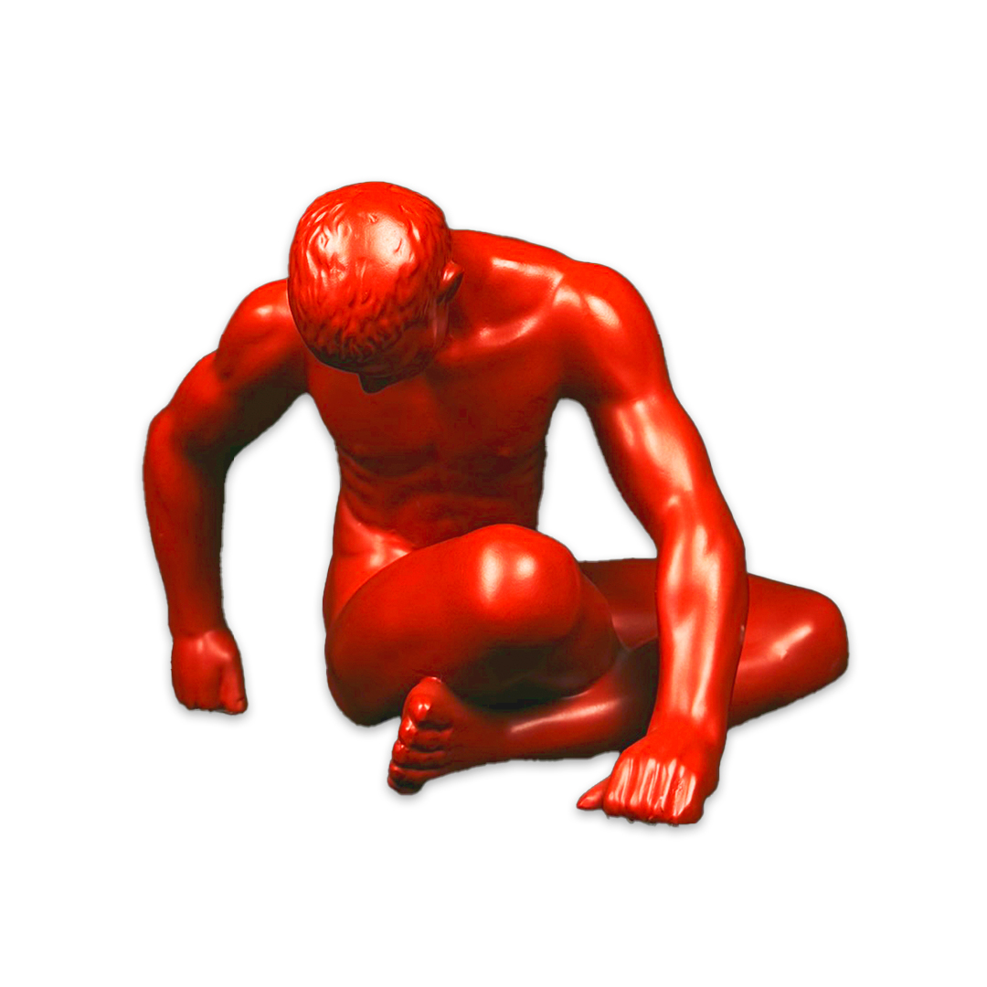 ESCULTURA MAN YOGA RESINA VERMELHO MODALI DESIGN