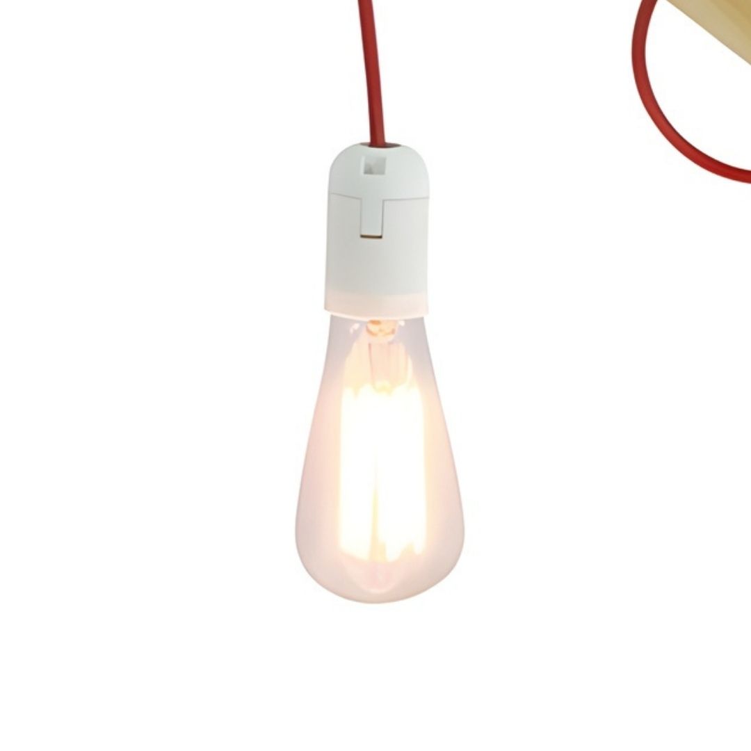 ABAJOUR MADEIRA C/FIO VERMELHO MODALI DESIGN