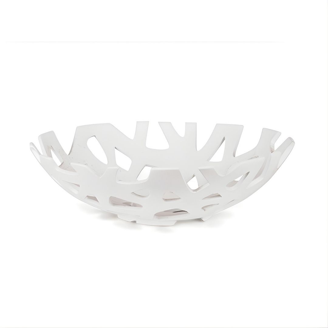 CENTRO MESA RECORTADO VAZADO RESINA BRANCO MODALI DESIGN