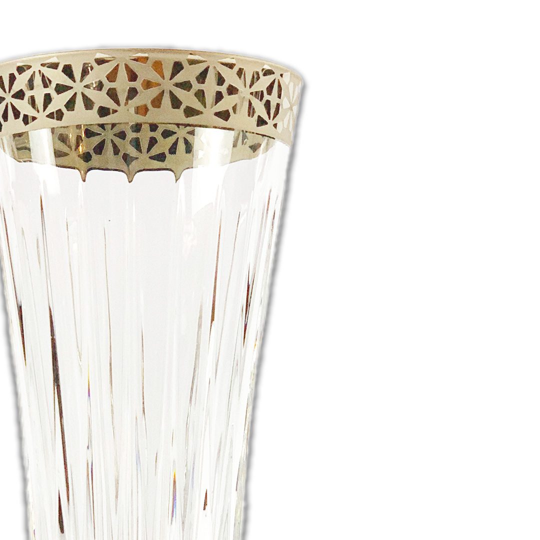 TACA CHAMPANHE TIMELESS CRISTAL/PRATEADO A CASA K JOGO 6 PEÇAS