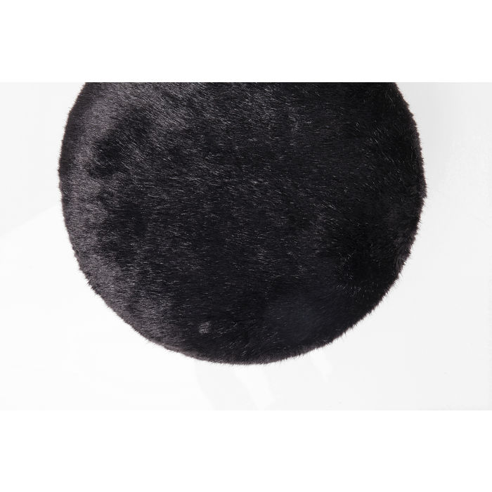 PUFF PRETO PELUDO COM BASE DOURADA 