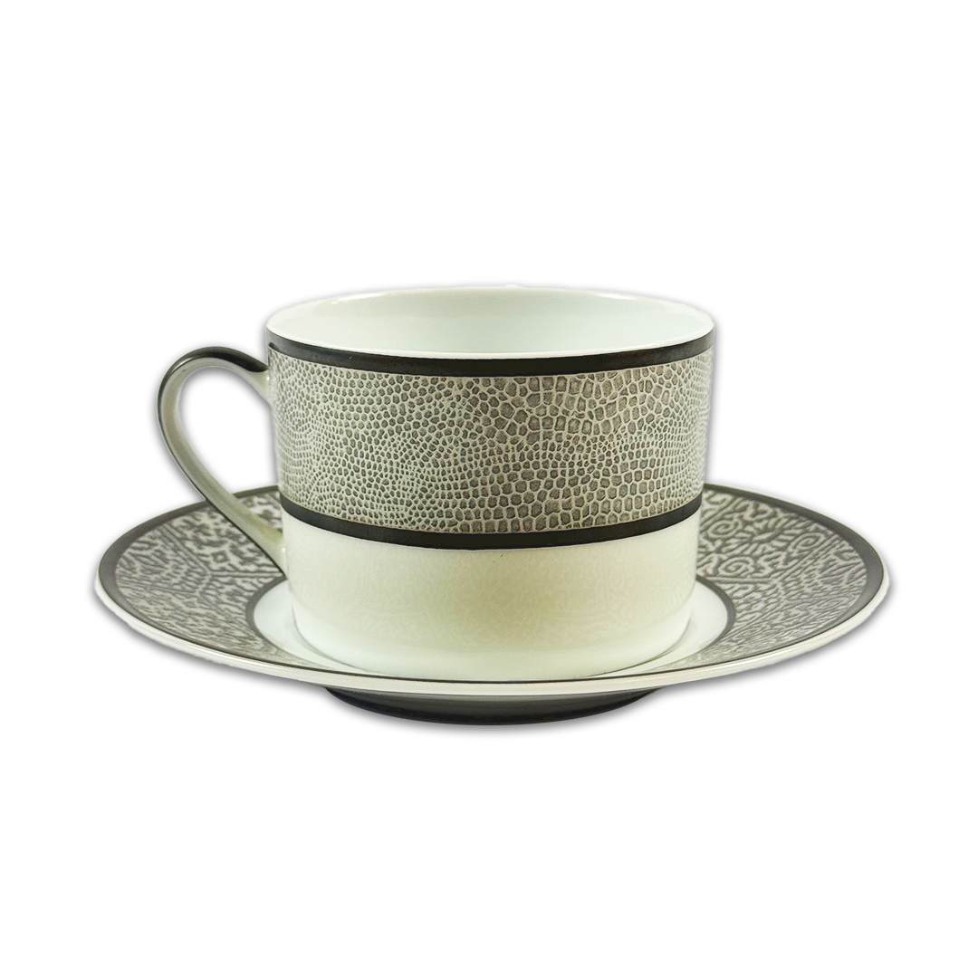 XICARA CHÁ+PIRES SAUVAGE PORCELANA BERNARDAUD JOGO 6 PEÇAS