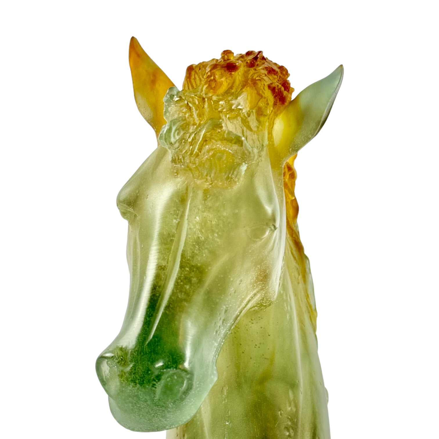 ESCULURA CABECA DE CAVALO ANDALOU CRISTAL VERDE DAUM